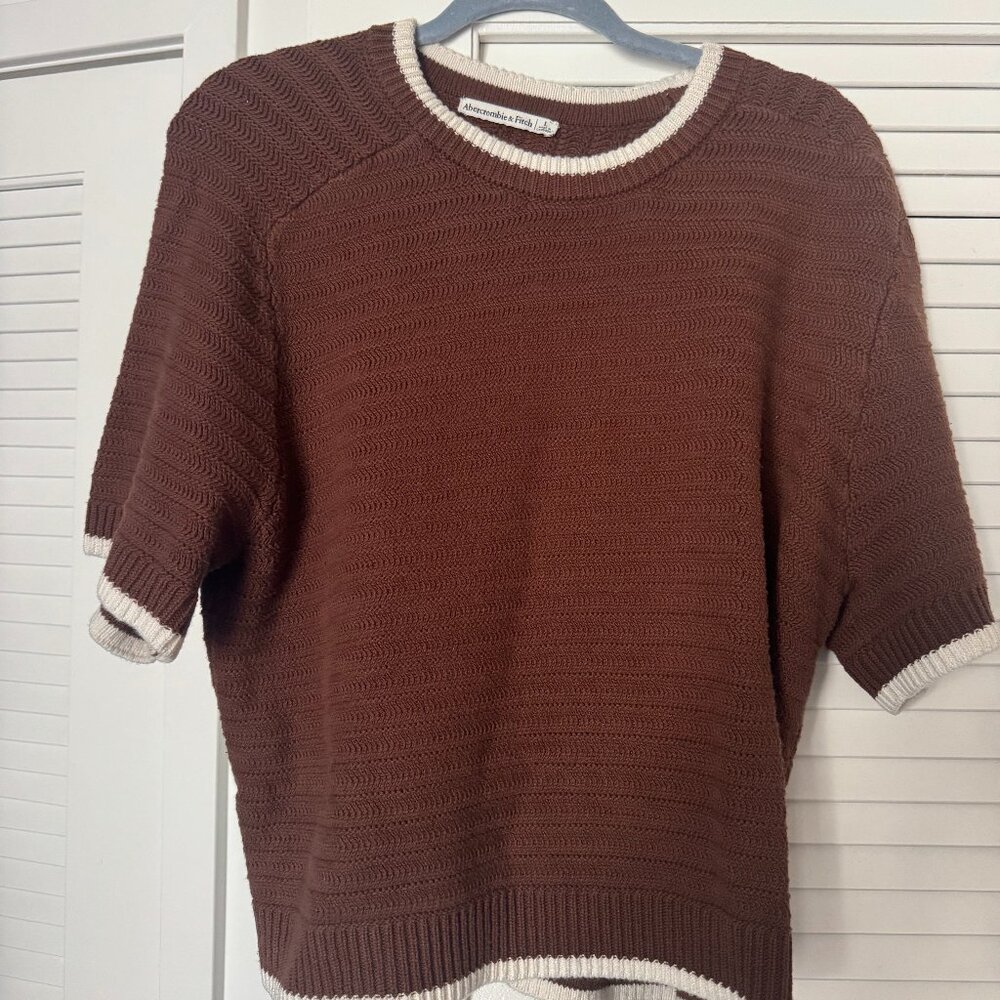 Abercrombie Brown + White Knit sweater tee